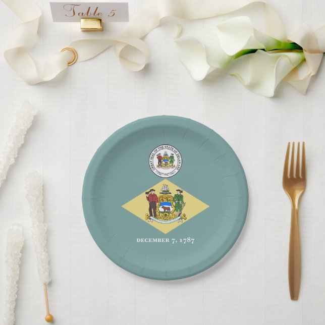 Assiettes En Carton Drapeau et sceau du Delaware, Delaware (Mariage)
