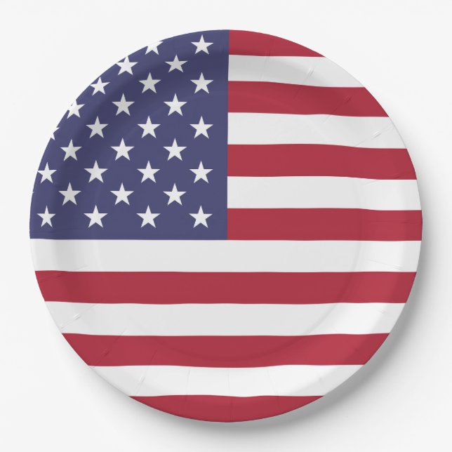 Assiettes En Carton Drapeau États-Unis (Devant)