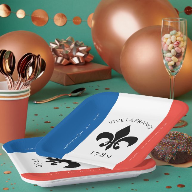 Assiettes En Carton Drapeau Fleur-de-Lis Tricolore France (Multi)