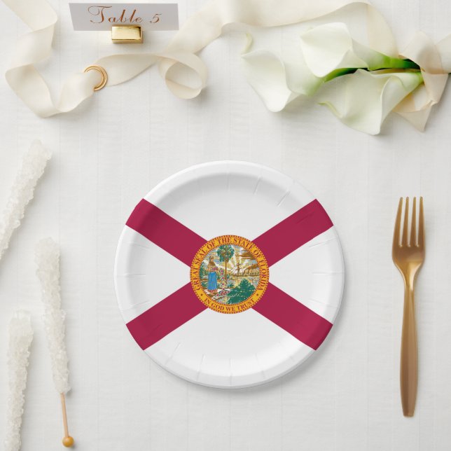 Assiettes En Carton Drapeau Floridien, Drapeau de Floride (Mariage)
