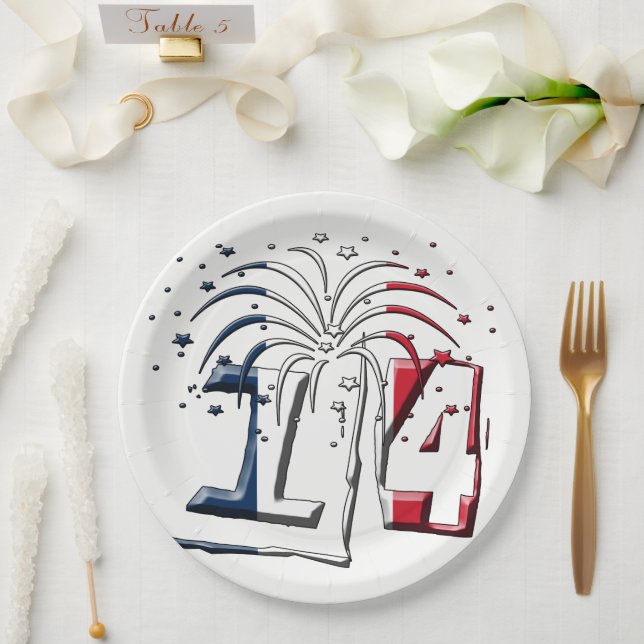 Assiettes En Carton Drapeau Français Juillet 14 Quatorze Juillet 14 (Mariage)