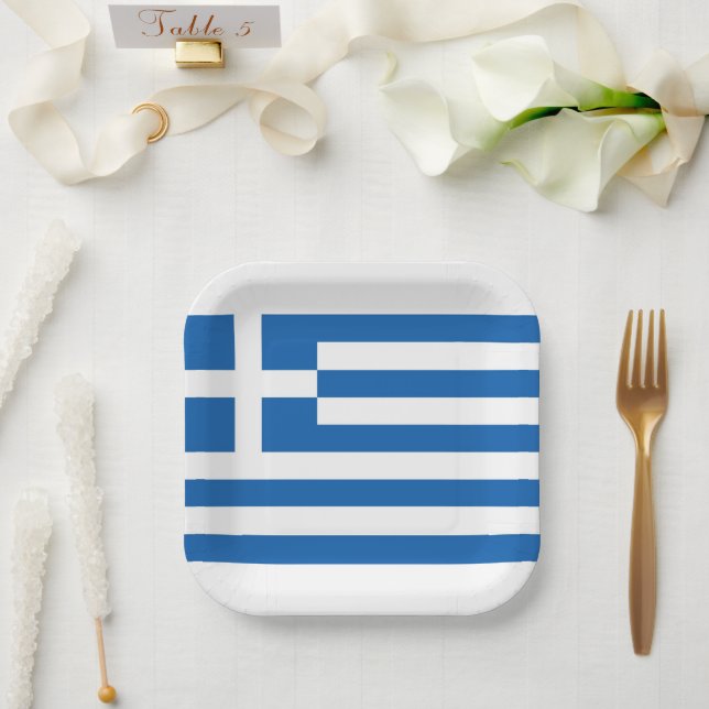 Assiettes En Carton Drapeau grec Grèce Bleu Livre blanc Napkin (Mariage)