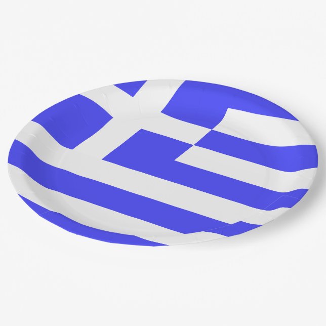 Assiettes En Carton Drapeau grec total (Angle)