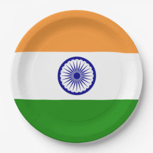 Assiettes En Carton Drapeau indien (Inde) (Pays d'Asie du Sud) (Bharat