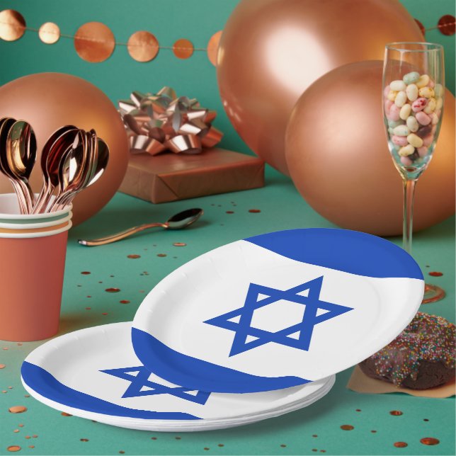 Assiettes En Carton Drapeau Israël (Multi)