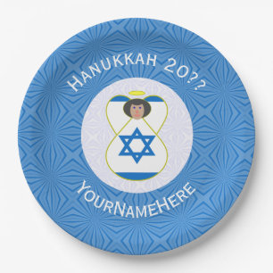 Assiettes En Carton Drapeau israélien d'ange de Hanukkah Fête personna