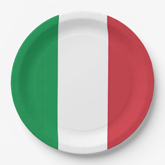 Assiettes En Carton Drapeau Italie Tricolore (Devant)