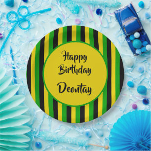 Assiettes En Carton Drapeau jamaïcain Reggae coloré Anniversaire