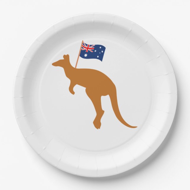 Assiettes En Carton drapeau kangourou australien (Devant)