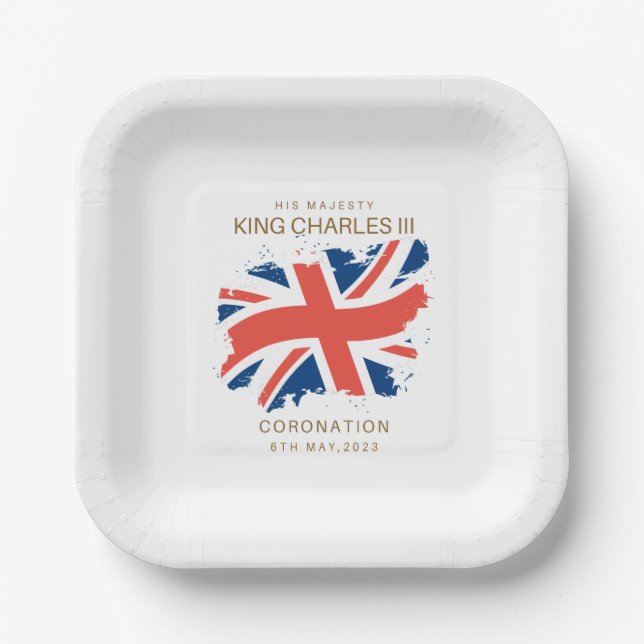 Assiettes En Carton Drapeau King Charles III Union Jack (Recto)
