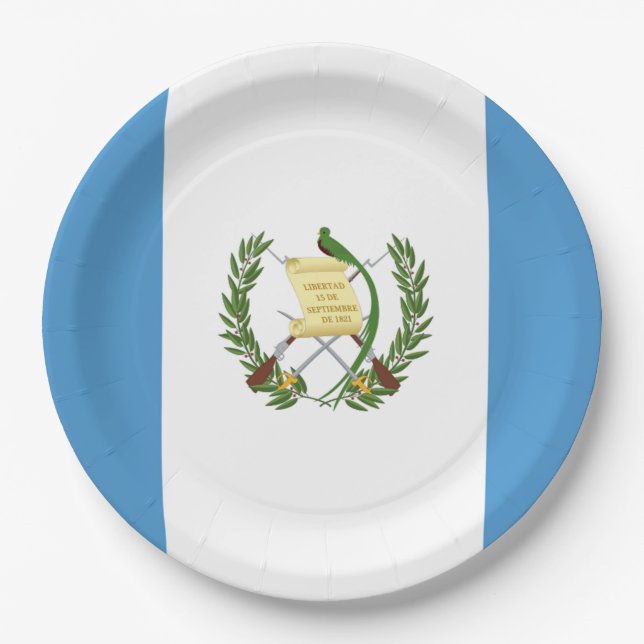 Assiettes En Carton Drapeau : Le Guatemala (Devant)