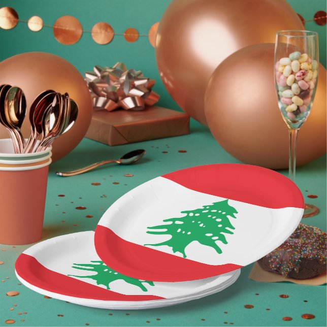 Assiettes En Carton Drapeau libanais (Multi)