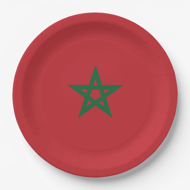 Assiettes En Carton Drapeau Maroc (Devant)