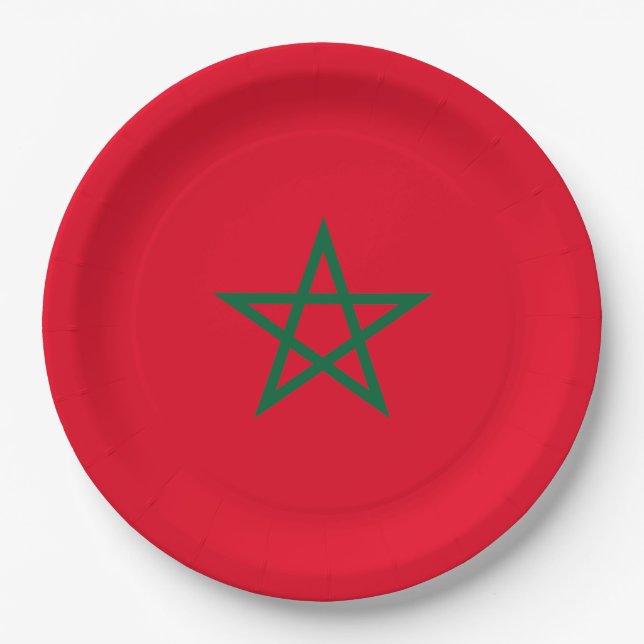 Assiettes En Carton drapeau marocain  (Devant)