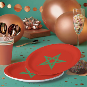 Assiettes En Carton drapeau marocain