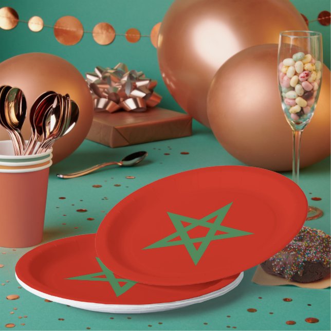 Assiettes En Carton drapeau marocain (Multi)