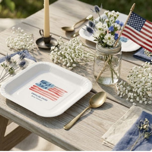 Assiettes En Carton Drapeau minimaliste et moderne du 4 juillet à l'aq