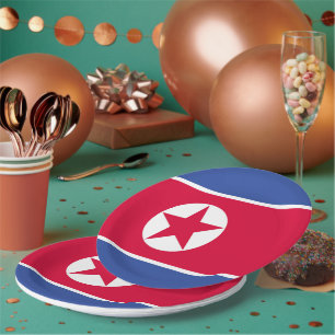 Assiettes En Carton Drapeau nord-coréen