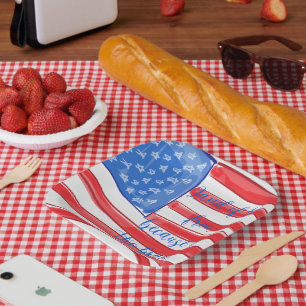 Assiettes En Carton Drapeau patriotique américain de la Terre libre
