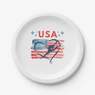 Assiettes En Carton Drapeau patriotique américain Gymnastique Design p
