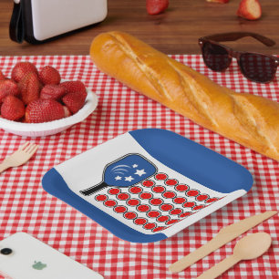 Assiettes En Carton Drapeau Patriotique Rouge Blanc Bleu Américain