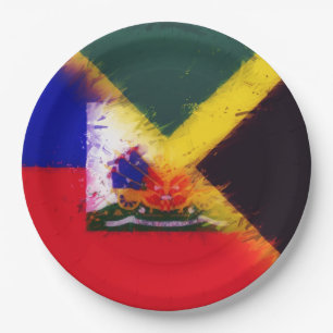 Assiettes En Carton Drapeau peint haïtien jamaïcain   Haïti Jamaïque