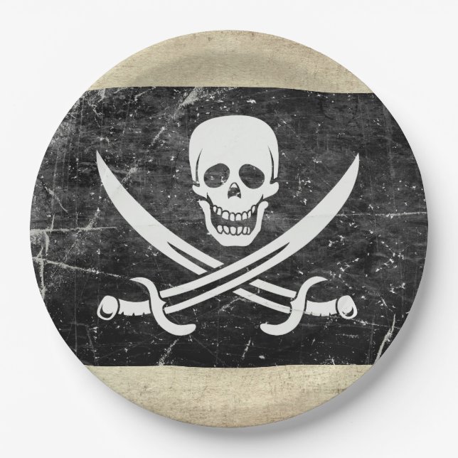 Assiettes En Carton Drapeau Pirate Plaques papier Neverland (Devant)
