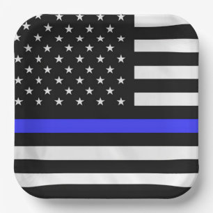 Assiettes En Carton Drapeau Policier