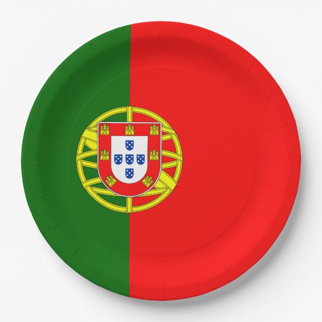 Assiettes En Carton Drapeau portugais (Portugal) (Devant)