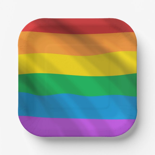 Assiettes En Carton Drapeau Rainbow LGBT (Recto)