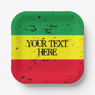 Assiettes En Carton Drapeau Rastafari reggae thème personnalisé plaque