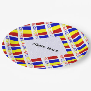 Assiettes En Carton Drapeau Roumain de la Roumanie Personnalisé en Noi