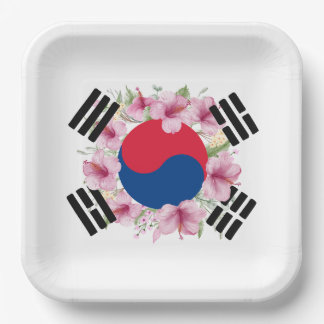 Assiettes En Carton Drapeau sud-coréen Plaque papier Mugunghwa