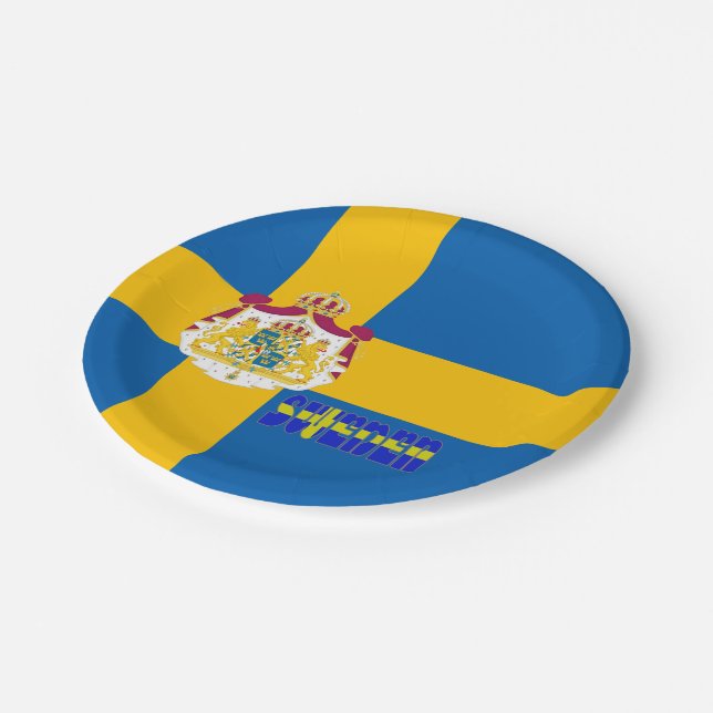 Assiettes En Carton Drapeau suédois (Angle)