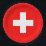 Assiettes En Carton Drapeau Suisse<br><div class="desc">Drapeau Suisse</div>