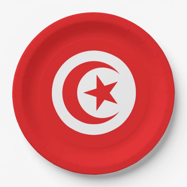Assiettes En Carton Drapeau Tunisie (Devant)