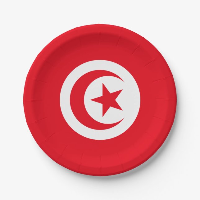 Assiettes En Carton Drapeau tunisien (Devant)