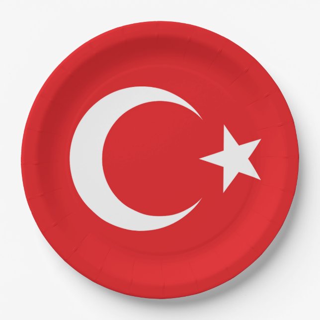 Assiettes En Carton Drapeau Turquie (Devant)