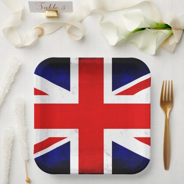 Assiettes En Carton Drapeau Union Jack britannique (Mariage)