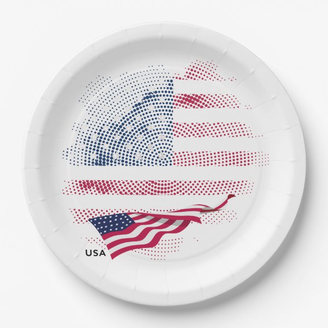 Assiettes En Carton Drapeau USA (Devant)