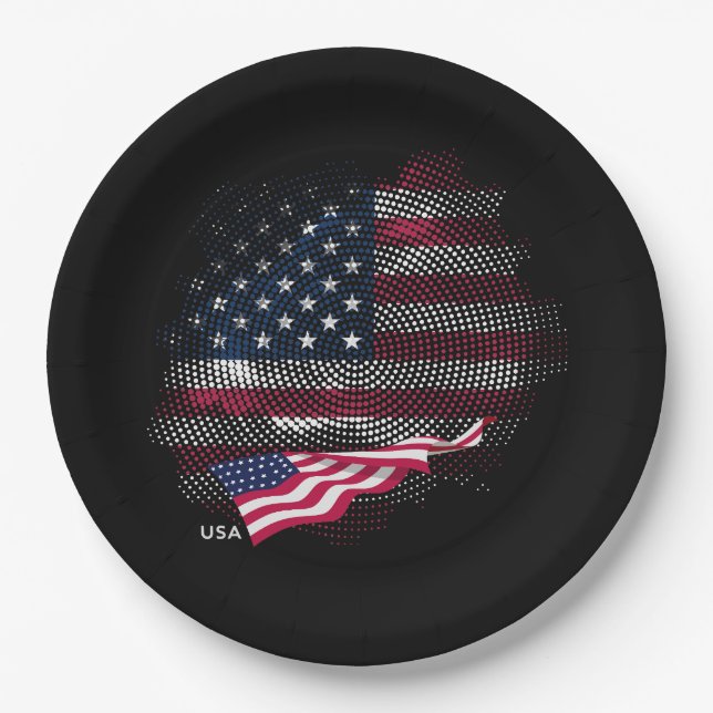 Assiettes En Carton Drapeau USA (Devant)