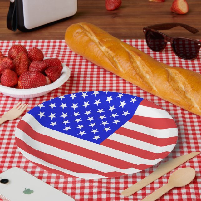 Assiettes En Carton Drapeau USA (Pique-nique)