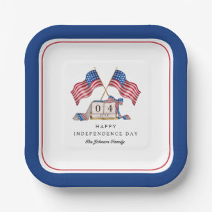 Assiettes En Carton Drapeau USA patriotique 4 juillet