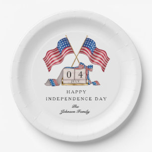 Assiettes En Carton Drapeau USA patriotique 4 juillet