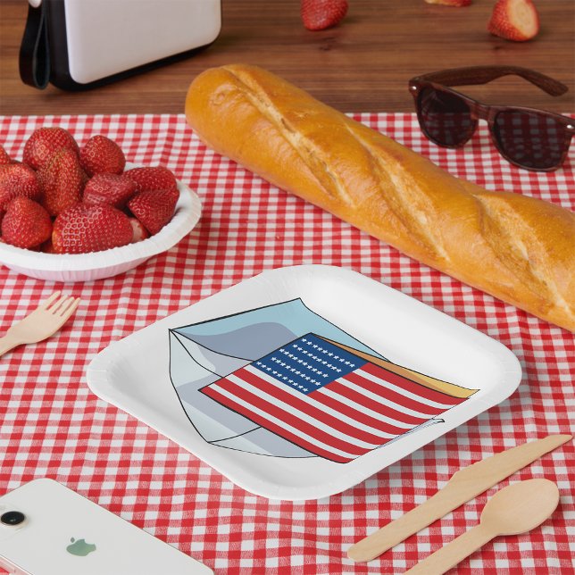 Assiettes En Carton Drapeau USA Sur Carte (Créateur téléchargé)