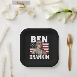 Assiettes En Carton Drapeau vintage amusant du 4 juillet Ben Drankin B