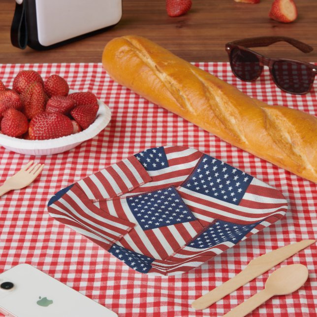 Assiettes En Carton Drapeaux américains 4 juillet (Pique-nique)