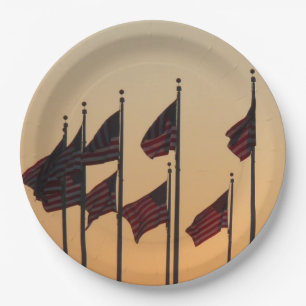 Assiettes En Carton Drapeaux au coucher du soleil Patriotique américai