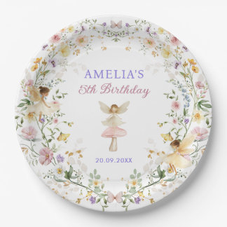 Assiettes En Carton Dreamy Fleur sauvage Fairy Garden Fête d'anniversa