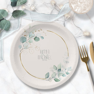 Assiettes En Carton Dreamy Greenery Mariage V1 Green/Blue ID817